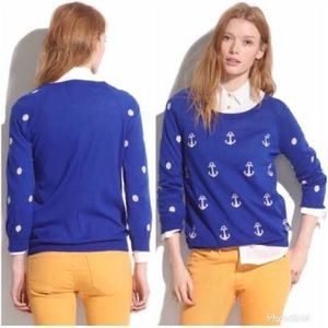 Madewell blue Anchor and Polka Dot Sweater